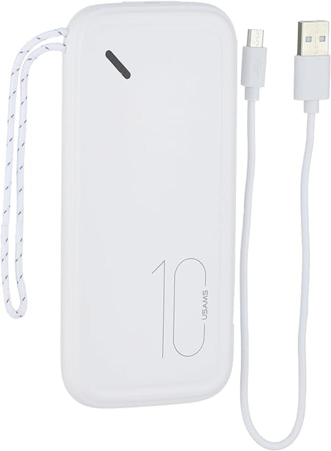USAMS Usams us-cd150 pb56 dual usb power bank with lanyard 10000mah - white